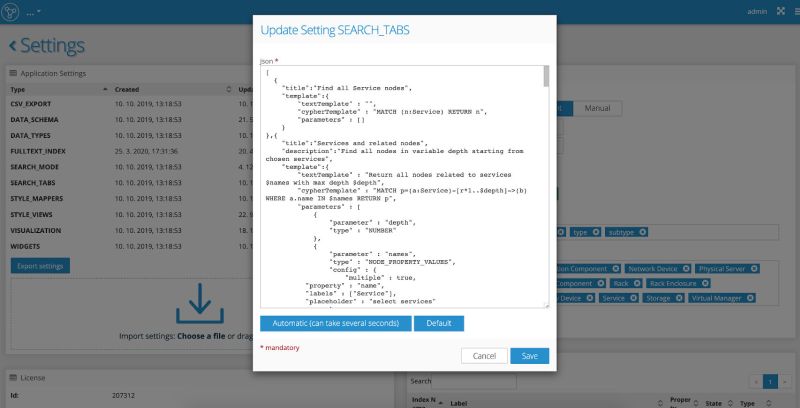Graphlytic: Update Setting for SEARCH_TABS
