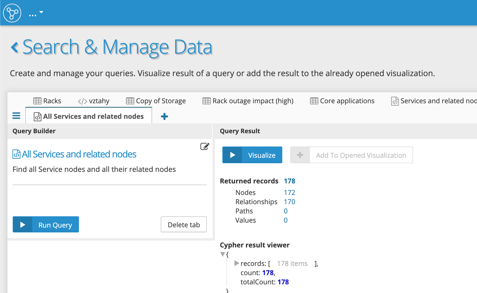 Graphlytic: Query Results for the query Find_all_Service_nodes_and_all_related_nodes