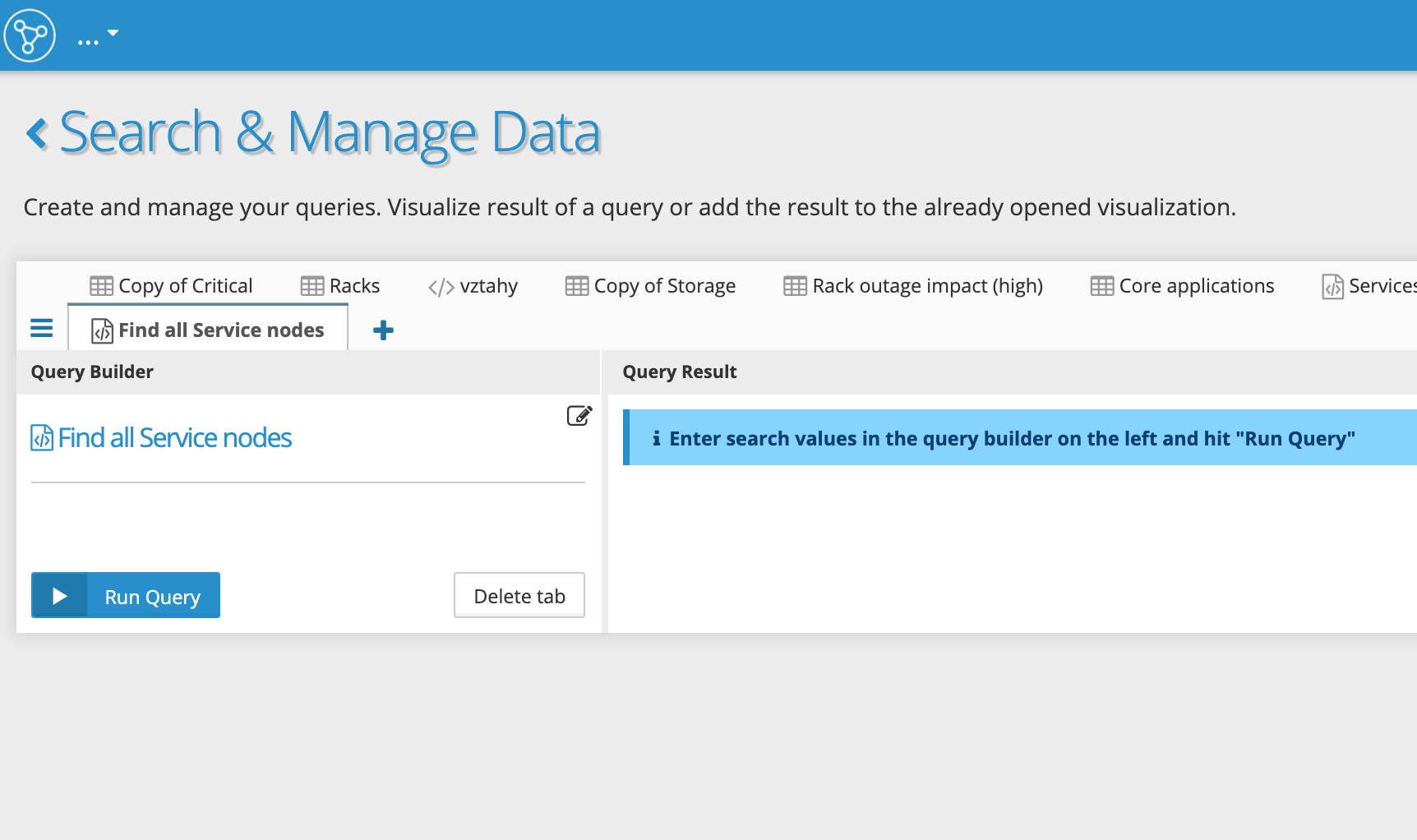 Graphlytic: Query Template Find all Service nodes  Run_Query Button