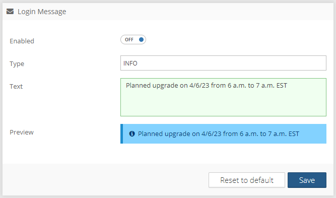 Login message configuration in Graphlytic