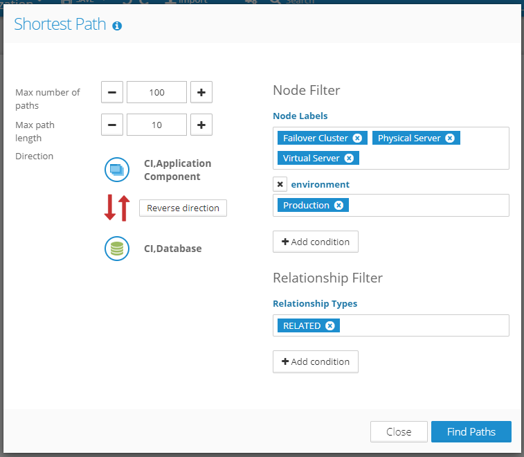 Shortest path filtering in Graphlytic